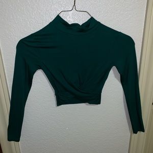 Topshop Cropped Deep Green Long Sleeve